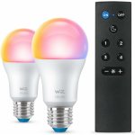 WiZ SET 2x LED žárovka E27 A60 8W 60W 806lm 2200-6500K RGB IP20, stmívatelná + ovladač – Hledejceny.cz