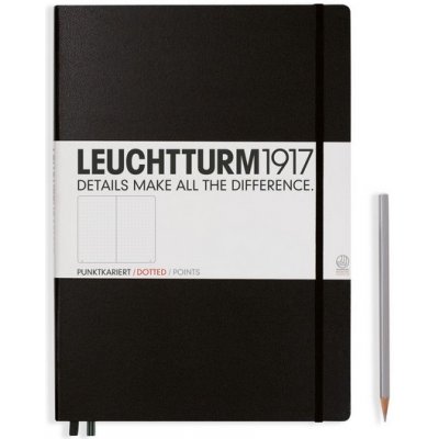 Leuchtturm 1917 Zápisník vázaný černý A4 tečkované listy