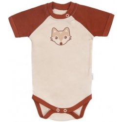 Mamatti Dětské body kr. rukáv Baby Fox béžová hnědá