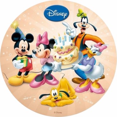 Jedlý tisk MICKEY A MINNIE ● materiál: JEDLÝ PAPÍR Ⓜ️, ● velikost: průměr 24 cm ☝ – Zboží Mobilmania