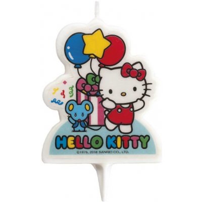 Dekora Svíčka na dort Hello Kitty 7cm s myčkou a balónky – Zboží Mobilmania