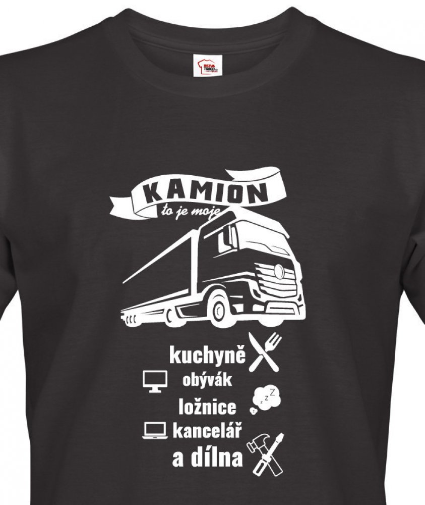 Bezvatriko tričko pro kamioňáky Kamion to je moje... černá | Srovnanicen.cz