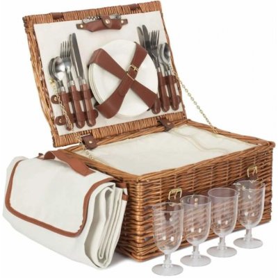 Willow Direct Piknikový koš CLASSIC proutěný pro 4 osoby s dekou – Zboží Dáma Willow Direct Piknikový koš CLASSIC proutěný pro 4 osoby s dekou – Zboží Dáma