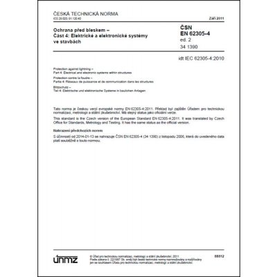 ČSN EN 62305-4 ed. 2 - Ochrana před bleskem Část 4: El. a elektronické systémy ve stavbách – Zbozi.Blesk.cz