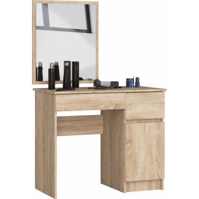 Ak furniture Kosmetický stolek se zrcadlem P-2/SL dub sonoma pravý – Zboží Mobilmania