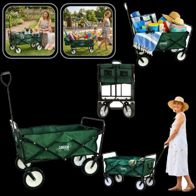 Garden Line ZELENÝ SKLADACÍ ZAHRADNÍ VOZÍK 116 x 54 x 90 cm *5168 – Hledejceny.cz