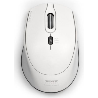 Myš PORT CONNECT Silent USB-A/USB-C / optická/ 3 tlačítka/ 1600DPI - bílá