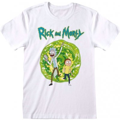 CurePink pánské tričko Rick And Morty: Portal bílé – Zboží Mobilmania