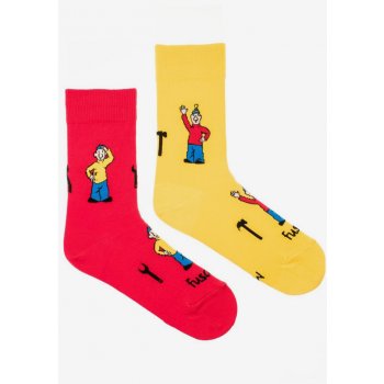 Fusakle klučičí vzorované ponožky Pat a Mat Žluto červené