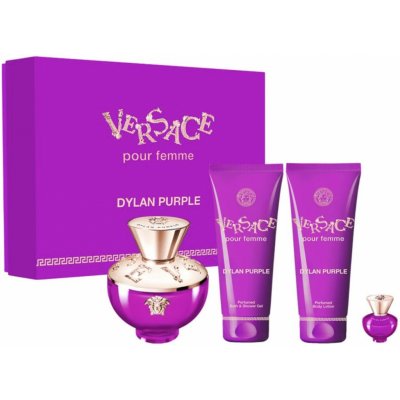 Versace Pour Femme Dylan Purple dámská sada EDP 100 ml + EDP 5 ml + sprchový gel 100 ml + tělové mléko 100 ml