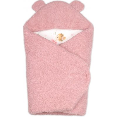 Baby Nellys Beránková zavinovačka s kapucí bavlna beránek Teddy Baletka pudrově růžová – Sleviste.cz