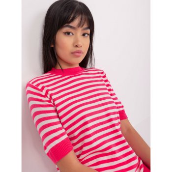 BADU pruhované tričko fluo růžová