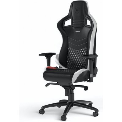Herní židle Noblechairs EPIC Genuine leather, černá/bílá/červená (NBL-RL-EPC-001)