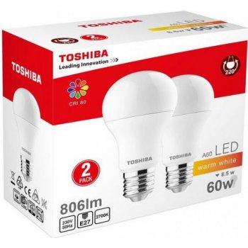 Toshiba A60 duo pack LED žárovka E27 8.5W 806lm 2700K Teplá bílá