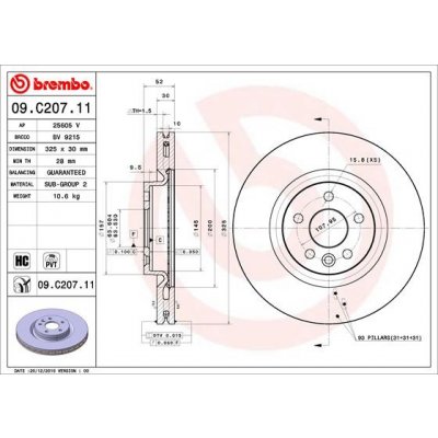 BREMBO Brzdový kotouč 09.C207.11 – Zbozi.Blesk.cz