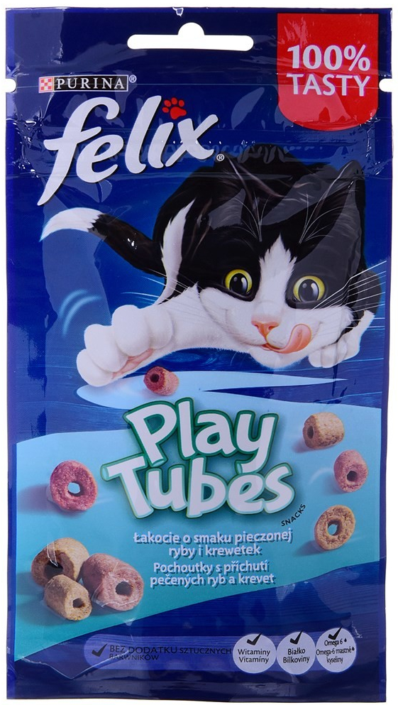 Felix pochoutka pro kočky Play tubes pečená ryba krevety 50 g