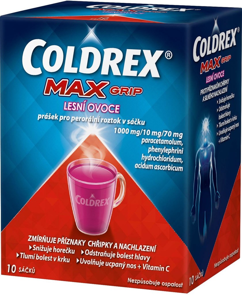 Coldrex Maxgrip Lesní ovoce 1000mg/10mg/70mg por.plv.sol.scc. 10 II od 153  Kč - Heureka.cz