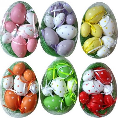 Kraslice plast 7ks set 60/40mm puntík, mix barev – Hledejceny.cz