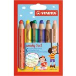 stabilo Barevné pastelky "Woody" 6 barev maxi 3v1 pastelky vodovka voskovka 20034 – Zboží Dáma