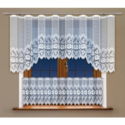 SET 2 KUSY - Dekorační vitrážová žakárová záclona LAVAN bílá 300x100 cm + 300x45 cm (cena za 2 kusy) MyBestHome – Zbozi.Blesk.cz