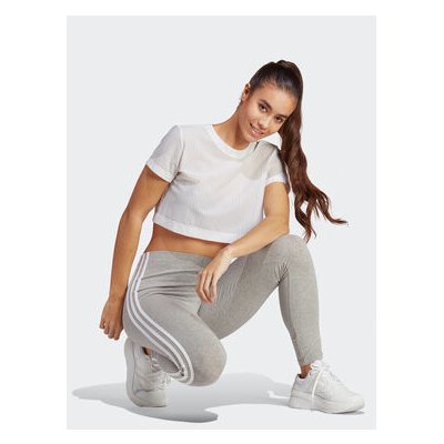 adidas Legíny Essentials 3-Stripes High-Waisted Single Jersey Leggings IC7152 Šedá – Zboží Mobilmania