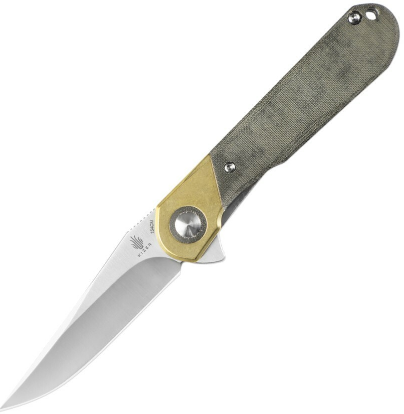 Kizer Comet Liner Lock Knife Brass & Micarta - V3614C1