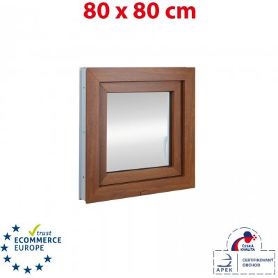 OKNA HNED Plastové okno 80x80 cm otevíravé i sklopné pravé, zlatý dub/bílá – Sleviste.cz