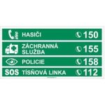 Tísňová telefonní čísla - bezpečnostní tabulka, samolepka 300x150 mm – Sleviste.cz