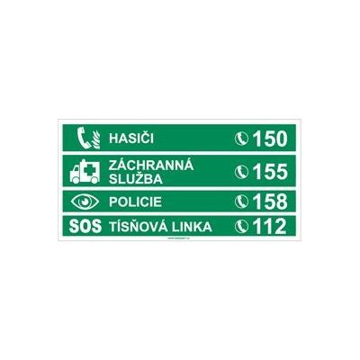 Tísňová telefonní čísla - bezpečnostní tabulka, samolepka 300x150 mm – Zbozi.Blesk.cz