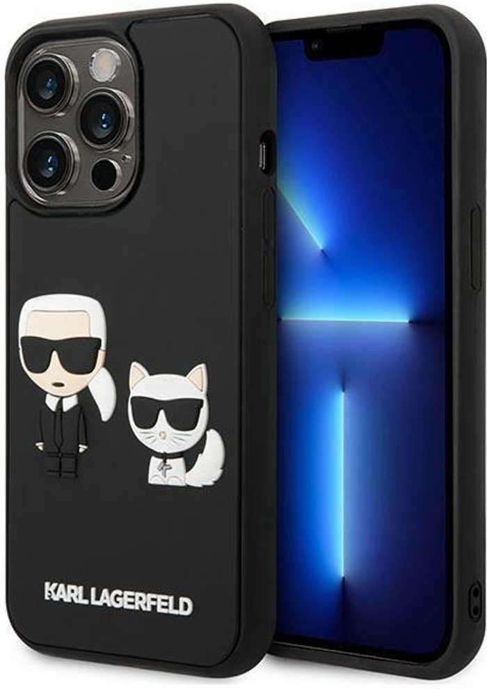 Pouzdro Karl Lagerfeld and Choupette 3D iPhone 14 Pro Max černé