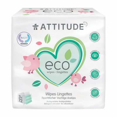 ATTITUDE Vlhčené ubrousky bez vůně 3 x 72 ks – Zboží Dáma