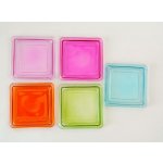 Skleněný svícen - podsvícník čtvercový (2. jakost) tmavě růžový – Zboží Mobilmania