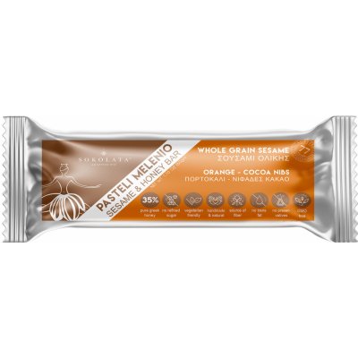 SOKOLATA AGAPITOS Medová tyčinka se sezamem pomerančem a kakaem 50g – Sleviste.cz