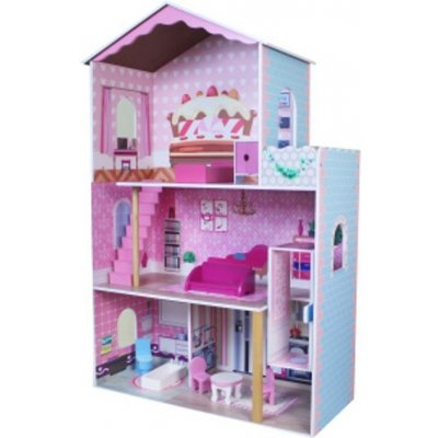 LAMPS domeček pro panenky 107 cm s posuvným výtahem a nábytkem – Zboží Mobilmania