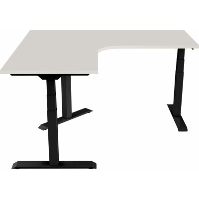 DELSO Rohový elektrický výškově nastavitelný stůl SHAPER 140x140cm - černá, Světle šedá