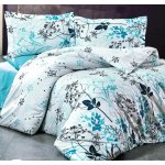 Brotex povlečení Satén Garden blue zipový uzávěr 140x220 70x90 – Zboží Mobilmania