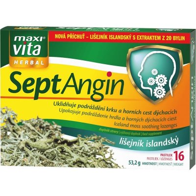 Maxi Vita Herbal SeptAngin Lišejník islandský pastilky při bolestech v krku 16 ks