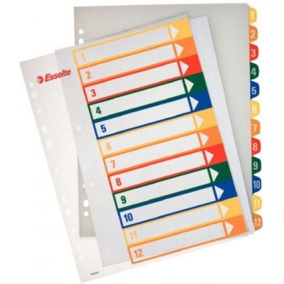 Rozlišovač plastový Esselte MAXI s označením 1-12, barevný – Zboží Živě