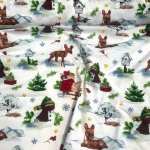 Vánoční bavlněná látka, metráž, šíře 160 cm, vzor Vánoce na Bílém 2 – Zboží Mobilmania