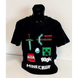 Dětské tričko dětské tričko Minecraft BOOM černé