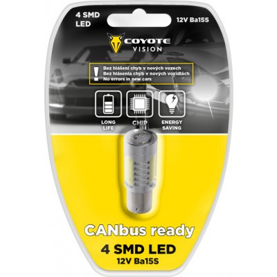 COYOTE Žárovka 12V LED 4 SMD Ba15S CAN BUS ready bílá VISION – Zboží Mobilmania