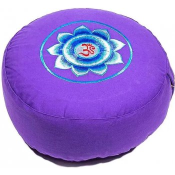Tibetian meditační polštář se symbolem OHM fialový 33 x 17 cm