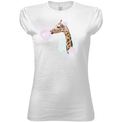 Tričko s potiskem Žirafa s bublinou bílá