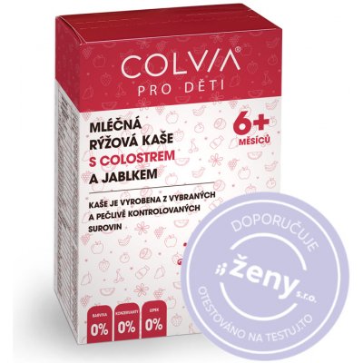 COLVIA Mléčná rýžová kaše s colostrem a jablkem 210 g – Sleviste.cz