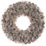 Autronic Věnec zdobený 32 cm šišky, jehličí a bobule, šedý PRZ4017 Šedá, Dřevo – Zboží Dáma