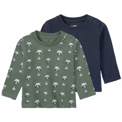 Lupilu Chlapecké triko s dlouhými rukávy 2kusy zvířátko zelená modrá – Zboží Mobilmania