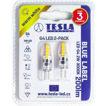 Tesla žárovka LED bodová, 2W, G4, teplá bílá 2ks