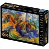 Puzzle D-TOYS Kůň a jezdec a budovy 1000 dílků