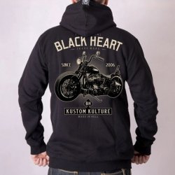 mikina s kapucí BLACK HEART MOTORCYCLE černá