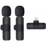 Techsuit - 2 balení Lavalier Wireless XtreamMic LW1 - s přijímačem, Lightning konektor, pro iPhone Plug & amp; Play, klip na obojek - černý – Zboží Živě